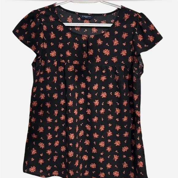 Denver Hayes Tops - 💗Floral Black and Orange Babydoll Top